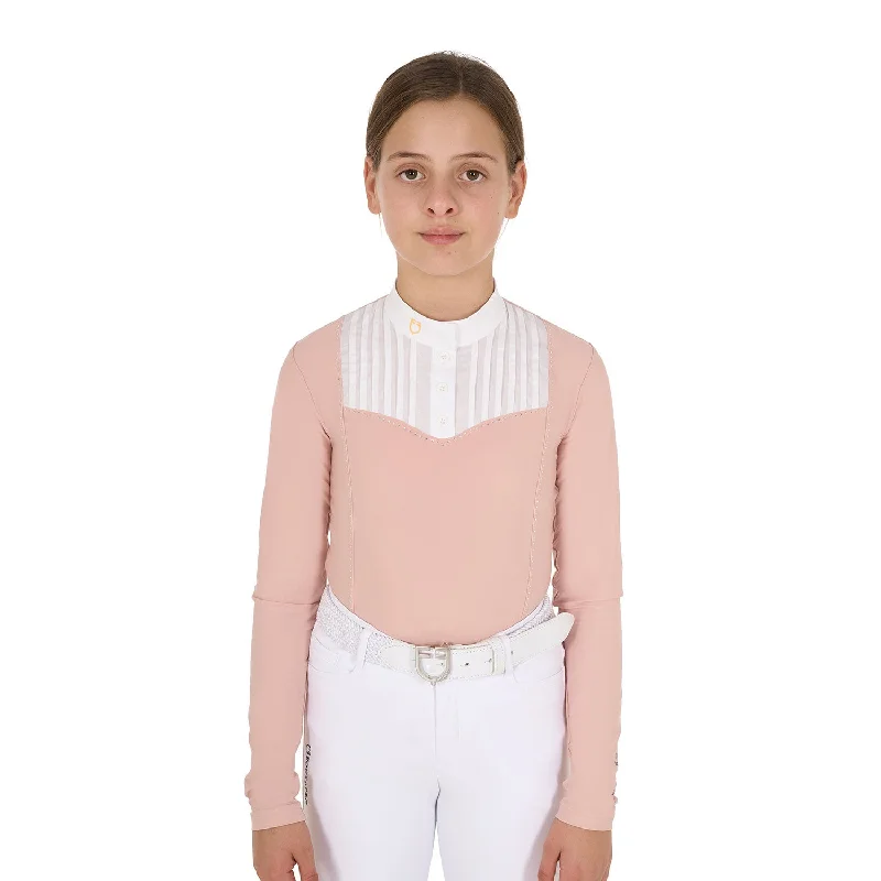 Girls' Show Shirt with Rhinestones Fashionable Button-Front Short Sleeve