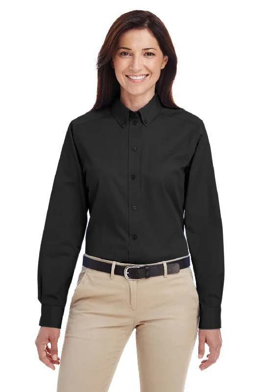 Harriton Womens Foundation Stain Resistant Long Sleeve Button Down Shirt - Black - Closeout Cozy Printed Short Shirt Harriton Womens Foundation Stain Resistant Long Sleeve Button Down Shirt - Black - Closeout Cozy Printed Short Shirt