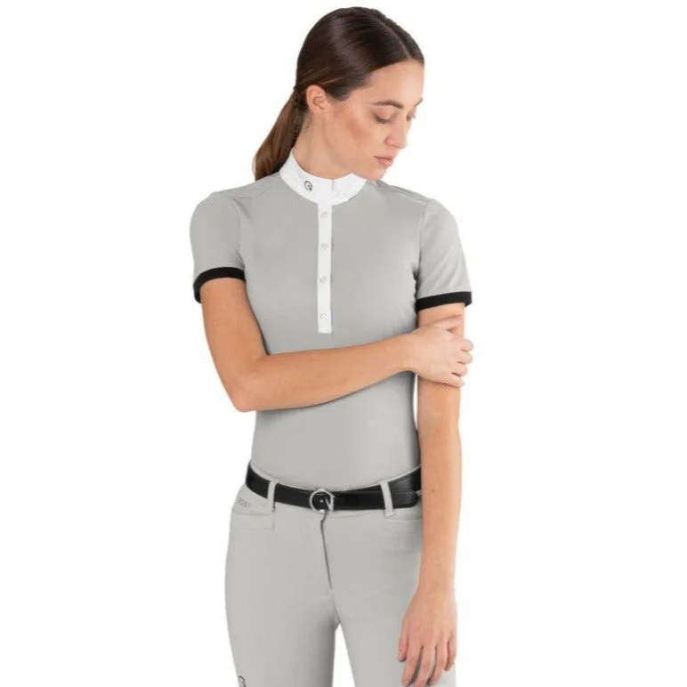 Women´s Short Sleeve Show Shirt Polo Casual Ruffle Short Shirt