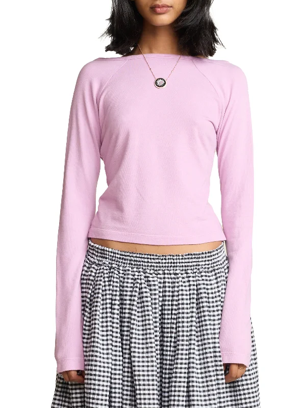 Backless Long Sleeve Tee Embroidered Appliqued Beaded