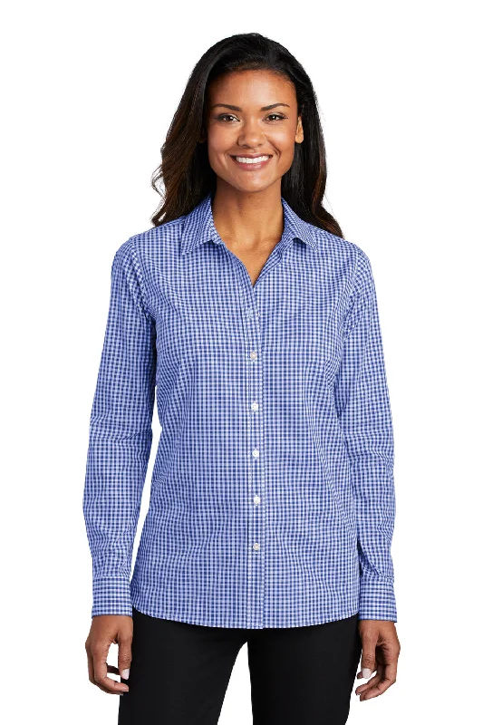 Port Authority Womens Broadcloth Gingham Wrinkle Resistant Long Sleeve Button Down Shirt - True Royal Blue/White Trendy Print Short Sleeve Port Authority Womens Broadcloth Gingham Wrinkle Resistant Long Sleeve Button Down Shirt - True Royal Blue/White Trendy Print Short Sleeve