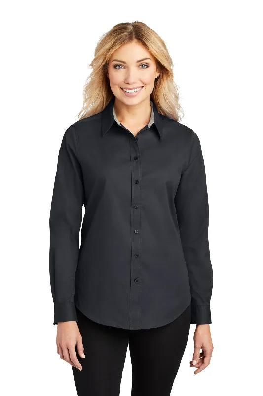 Port Authority Womens Easy Care Wrinkle Resistant Long Sleeve Button Down Shirt - Classic Navy Blue Relaxed Fit Short Sleeve Top Port Authority Womens Easy Care Wrinkle Resistant Long Sleeve Button Down Shirt - Classic Navy Blue Relaxed Fit Short Sleeve Top