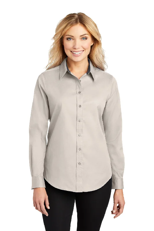 Port Authority Womens Easy Care Wrinkle Resistant Long Sleeve Button Down Shirt - Light Stone Comfortable Knit Short Shirt Port Authority Womens Easy Care Wrinkle Resistant Long Sleeve Button Down Shirt - Light Stone Comfortable Knit Short Shirt