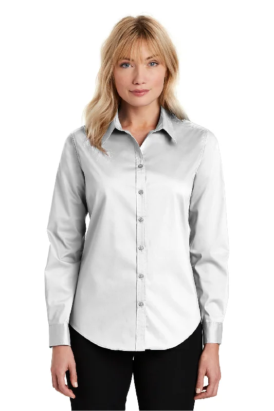 Port Authority Womens Long Sleeve Button Down Shirt - White - Closeout Trendy Button-Front Short Sleeve Port Authority Womens Long Sleeve Button Down Shirt - White - Closeout Trendy Button-Front Short Sleeve