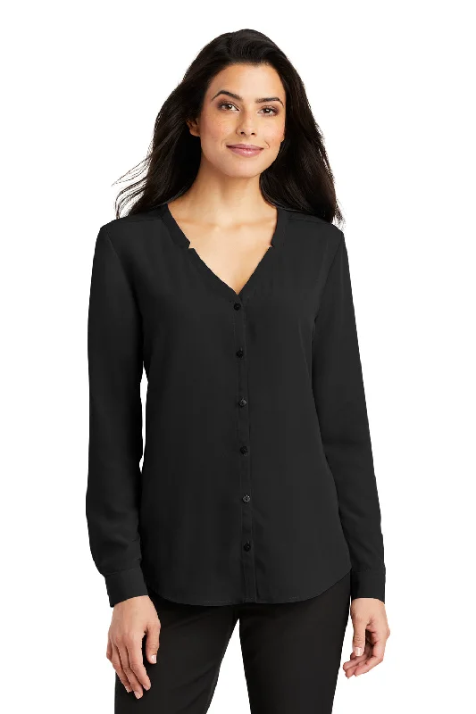 Port Authority Womens Long Sleeve Button Down Shirt - Black Soft Flowing Short Shirt Port Authority Womens Long Sleeve Button Down Shirt - Black Soft Flowing Short Shirt