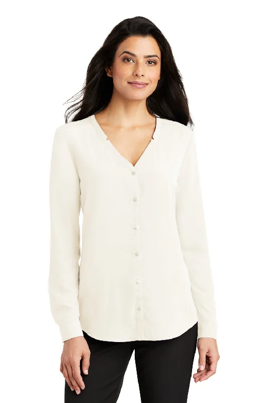 Port Authority Womens Long Sleeve Button Down Shirt - Ivory Chiffon White Comfortable Pocket Short Shirt Port Authority Womens Long Sleeve Button Down Shirt - Ivory Chiffon White Comfortable Pocket Short Shirt