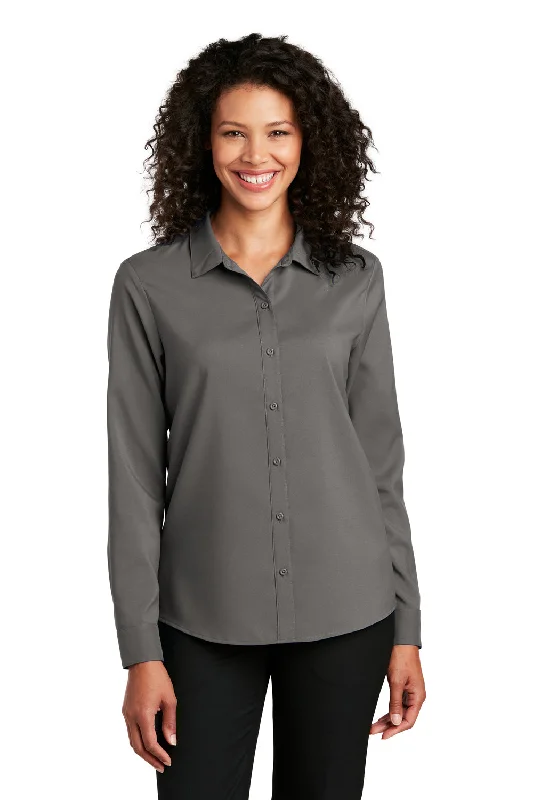 Port Authority Womens Performance Moisture Wicking Long Sleeve Button Down Shirt - Graphite Grey Comfortable Flowing Short Sleeve Port Authority Womens Performance Moisture Wicking Long Sleeve Button Down Shirt - Graphite Grey Comfortable Flowing Short Sleeve