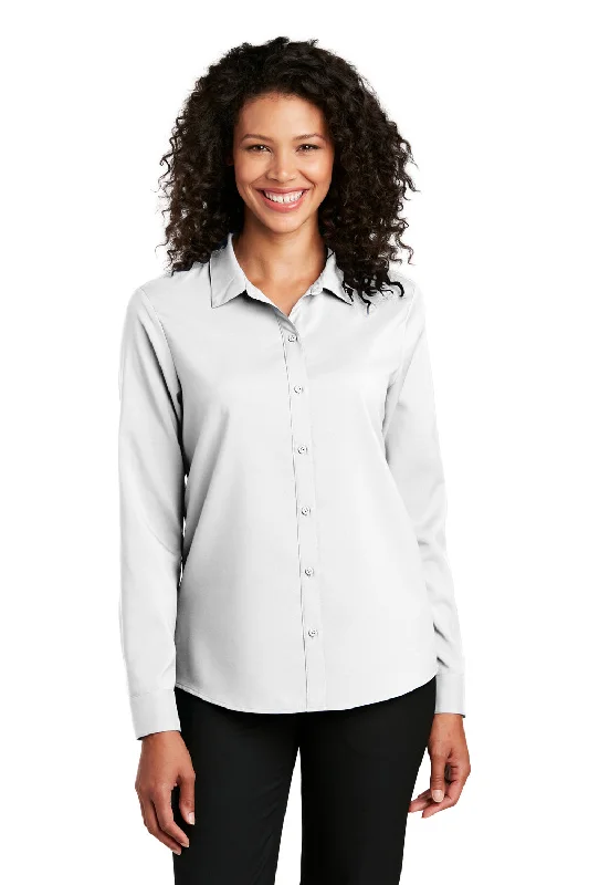 Port Authority Womens Performance Moisture Wicking Long Sleeve Button Down Shirt - White Classic Basic Short Shirt Port Authority Womens Performance Moisture Wicking Long Sleeve Button Down Shirt - White Classic Basic Short Shirt