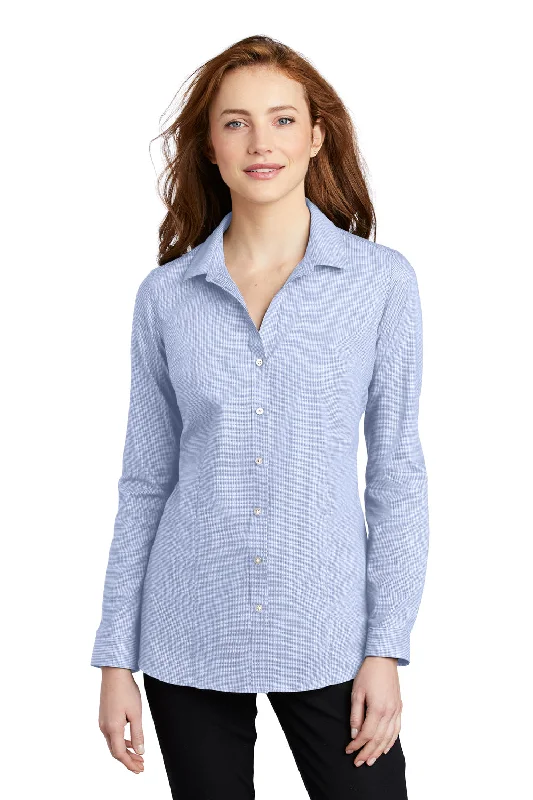 Port Authority Womens Pincheck Wrinkle Resistant Long Sleeve Button Down Shirt - Blue Horizon/White - Closeout Modern Fit Short Sleeve Port Authority Womens Pincheck Wrinkle Resistant Long Sleeve Button Down Shirt - Blue Horizon/White - Closeout Modern Fit Short Sleeve
