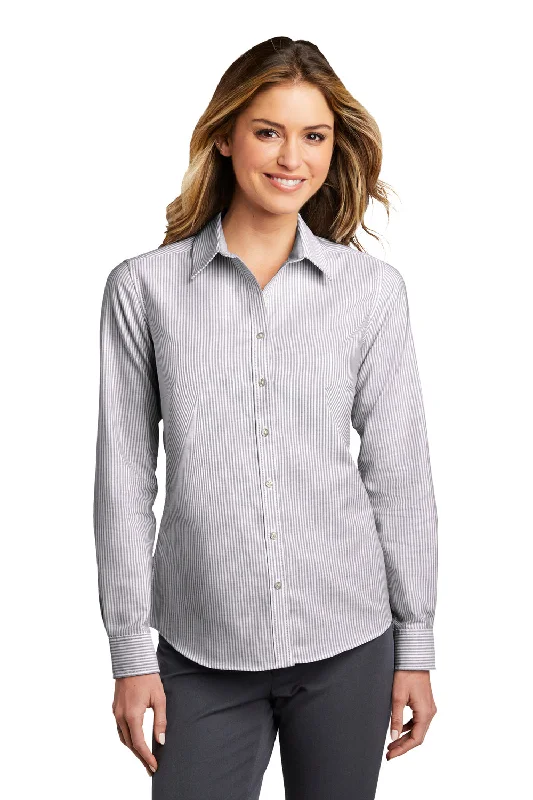 Port Authority Womens SuperPro Wrinkle Resistant Long Sleeve Button Down Shirt - Black/White Stylish Short Sleeve Polo Port Authority Womens SuperPro Wrinkle Resistant Long Sleeve Button Down Shirt - Black/White Stylish Short Sleeve Polo
