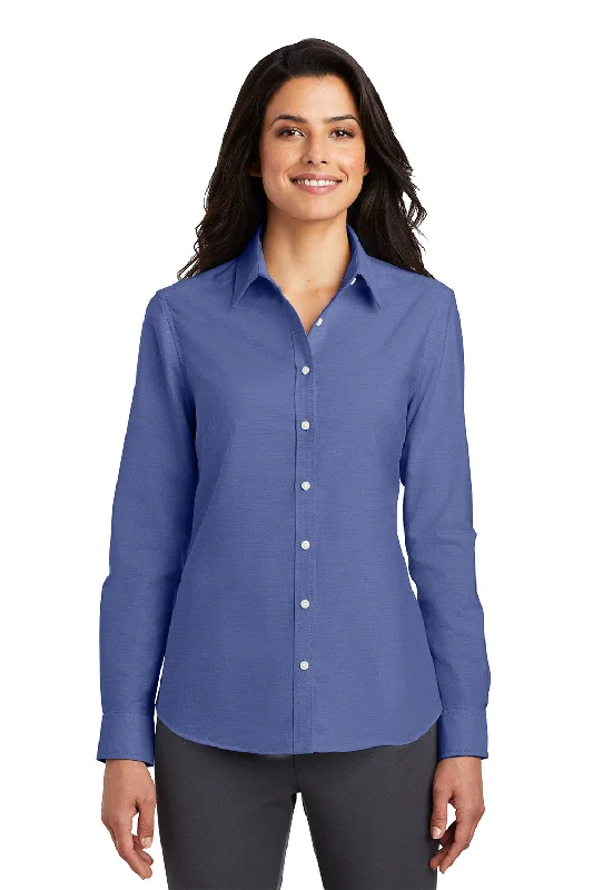 Port Authority Womens SuperPro Oxford Wrinkle Resistant Long Sleeve Button Down Shirt - Navy Blue Fashionable Cuffed Short Sleeve Port Authority Womens SuperPro Oxford Wrinkle Resistant Long Sleeve Button Down Shirt - Navy Blue Fashionable Cuffed Short Sleeve