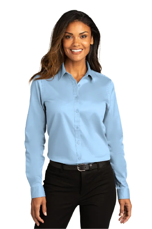 Port Authority Womens SuperPro Wrinkle Resistant React Long Sleeve Button Down Shirt - Cloud Blue Comfortable Ribbed Short Sleeve Port Authority Womens SuperPro Wrinkle Resistant React Long Sleeve Button Down Shirt - Cloud Blue Comfortable Ribbed Short Sleeve