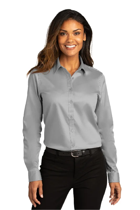 Port Authority Womens SuperPro Wrinkle Resistant React Long Sleeve Button Down Shirt - Gusty Grey Cozy Loose Fit Short Sleeve Port Authority Womens SuperPro Wrinkle Resistant React Long Sleeve Button Down Shirt - Gusty Grey Cozy Loose Fit Short Sleeve