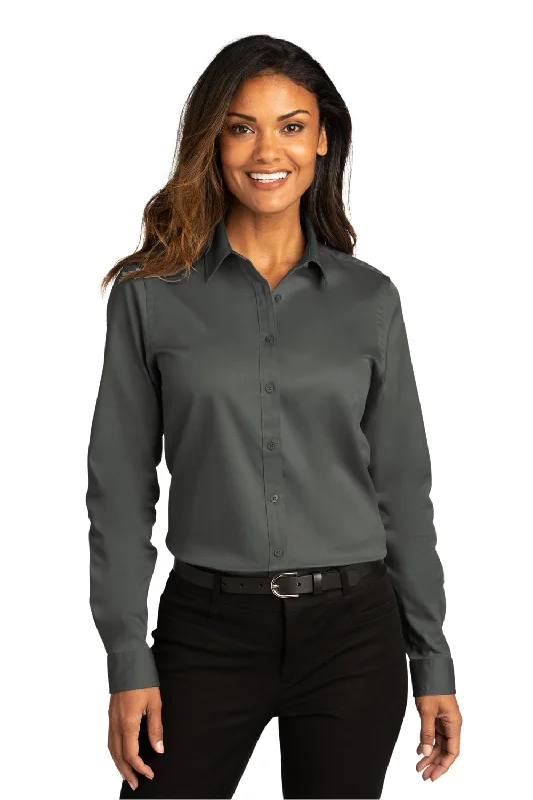 Port Authority Womens SuperPro Wrinkle Resistant React Long Sleeve Button Down Shirt - Storm Grey Chic Silk Short Sleeve Shirt Port Authority Womens SuperPro Wrinkle Resistant React Long Sleeve Button Down Shirt - Storm Grey Chic Silk Short Sleeve Shirt