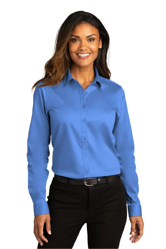 Port Authority Womens SuperPro Wrinkle Resistant React Long Sleeve Button Down Shirt - Ultramarine Blue Casual Cotton Short Shirt Port Authority Womens SuperPro Wrinkle Resistant React Long Sleeve Button Down Shirt - Ultramarine Blue Casual Cotton Short Shirt