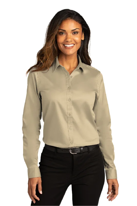 Port Authority Womens SuperPro Wrinkle Resistant React Long Sleeve Button Down Shirt - Wheat Modern Casual Short Sleeve Port Authority Womens SuperPro Wrinkle Resistant React Long Sleeve Button Down Shirt - Wheat Modern Casual Short Sleeve
