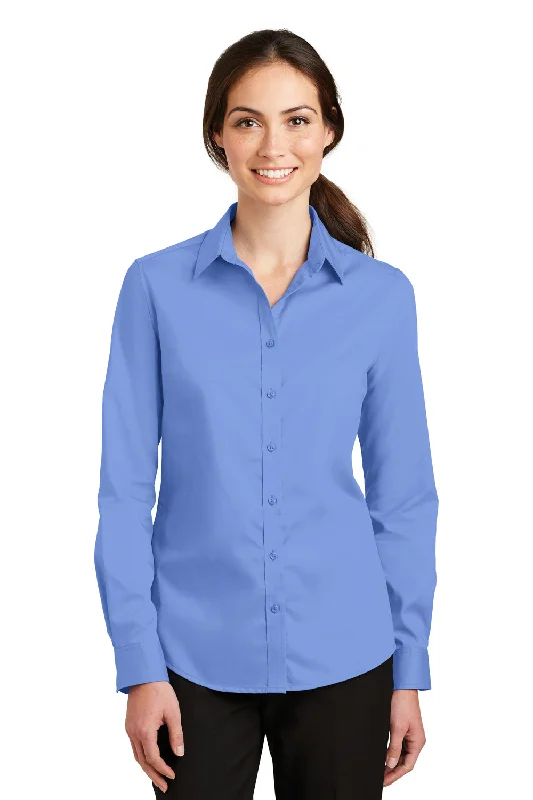 Port Authority Womens SuperPro Wrinkle Resistant Long Sleeve Button Down Shirt - Ultramarine Blue Casual Slouchy Short Sleeve Port Authority Womens SuperPro Wrinkle Resistant Long Sleeve Button Down Shirt - Ultramarine Blue Casual Slouchy Short Sleeve