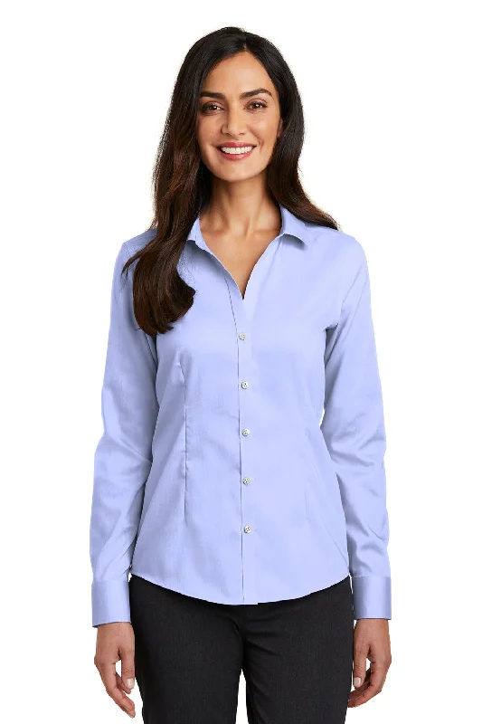 Red House Womens Pinpoint Oxford Wrinkle Resistant Long Sleeve Button Down Shirt - Blue - Closeout Relaxed Fit Short Blouse Red House Womens Pinpoint Oxford Wrinkle Resistant Long Sleeve Button Down Shirt - Blue - Closeout Relaxed Fit Short Blouse