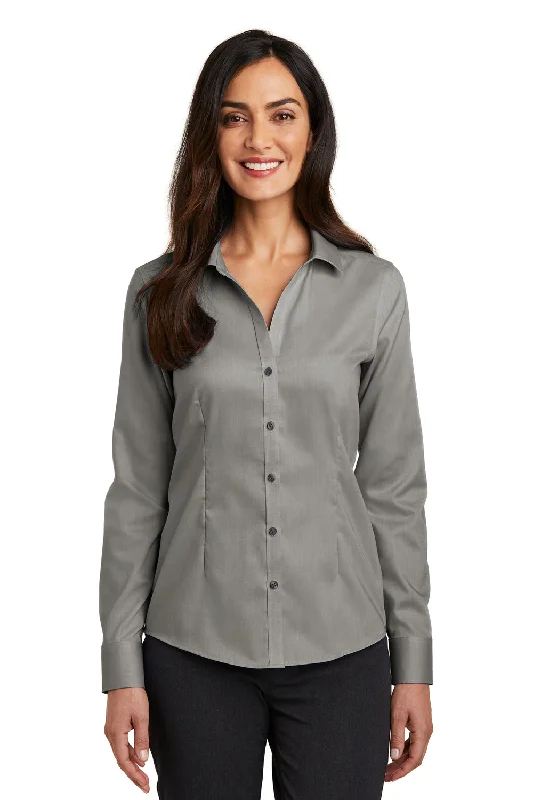 Red House Womens Pinpoint Oxford Wrinkle Resistant Long Sleeve Button Down Shirt - Charcoal Grey - Closeout Elegant Lace-Trimmed Short Shirt Red House Womens Pinpoint Oxford Wrinkle Resistant Long Sleeve Button Down Shirt - Charcoal Grey - Closeout Elegant Lace-Trimmed Short Shirt