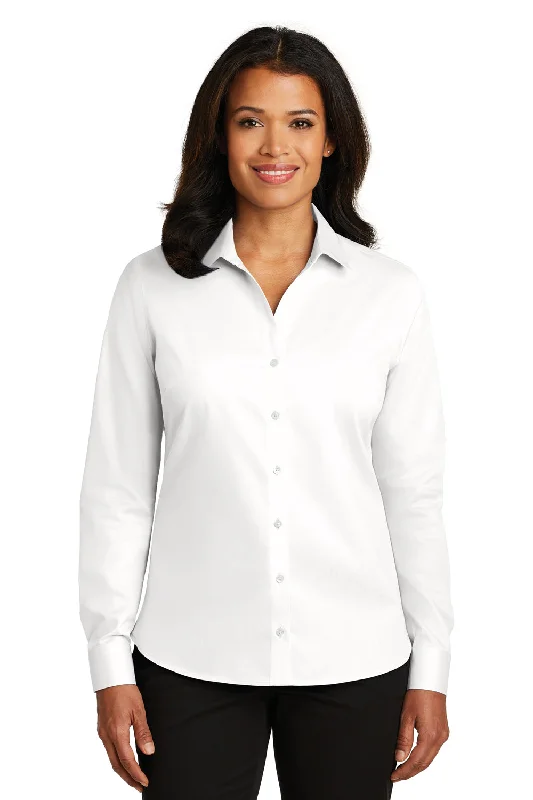 Red House Womens Wrinkle Resistant Long Sleeve Button Down Shirt - White - Closeout Casual Plain Short Shirt Red House Womens Wrinkle Resistant Long Sleeve Button Down Shirt - White - Closeout Casual Plain Short Shirt