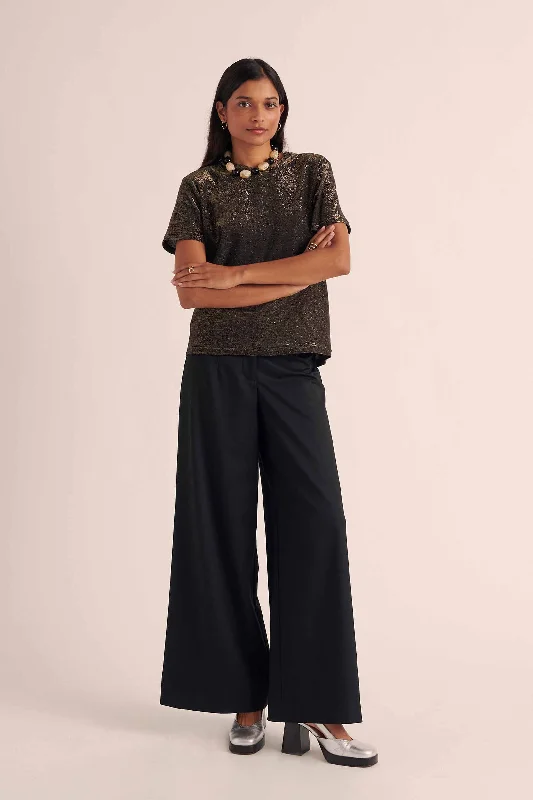 Tee-shirt bree noir irisé Comfortable Fitted Short Sleeve