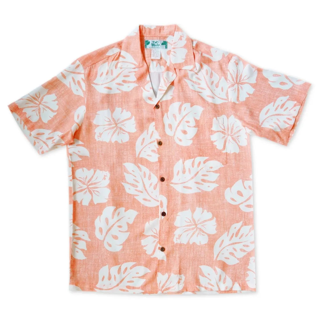Tradewinds Orange Hawaiian Rayon Shirt Chic V-Neck Short Blouse