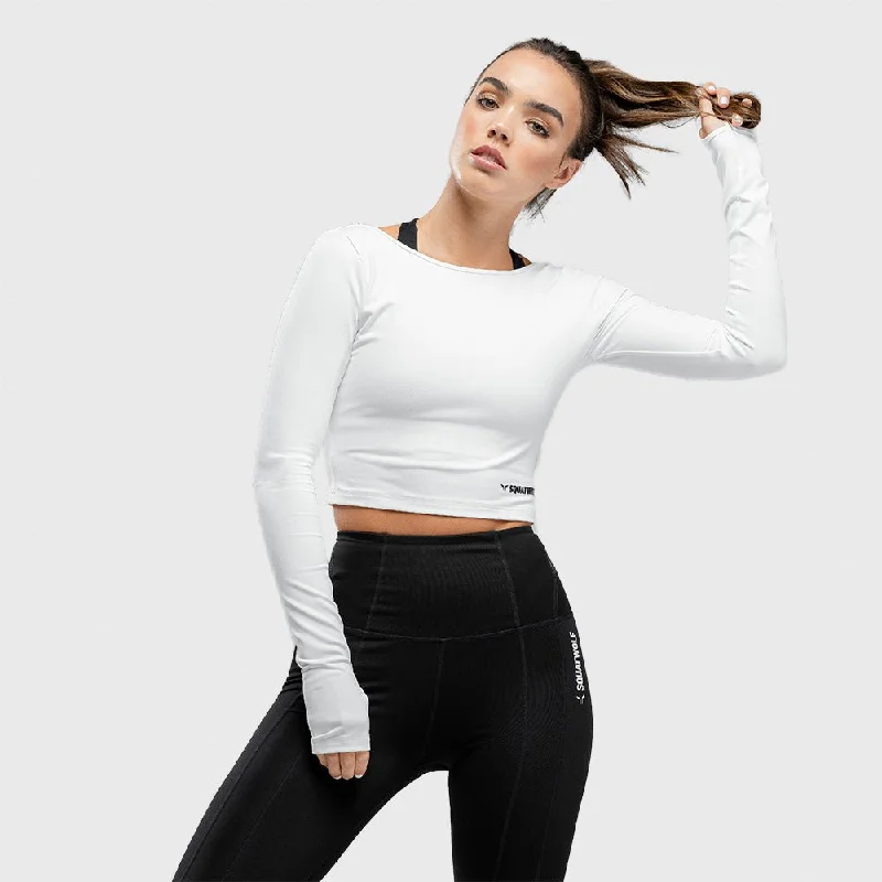 Warrior Crop Tee - White Spandex Blend Rayon Blend Denim Blend
