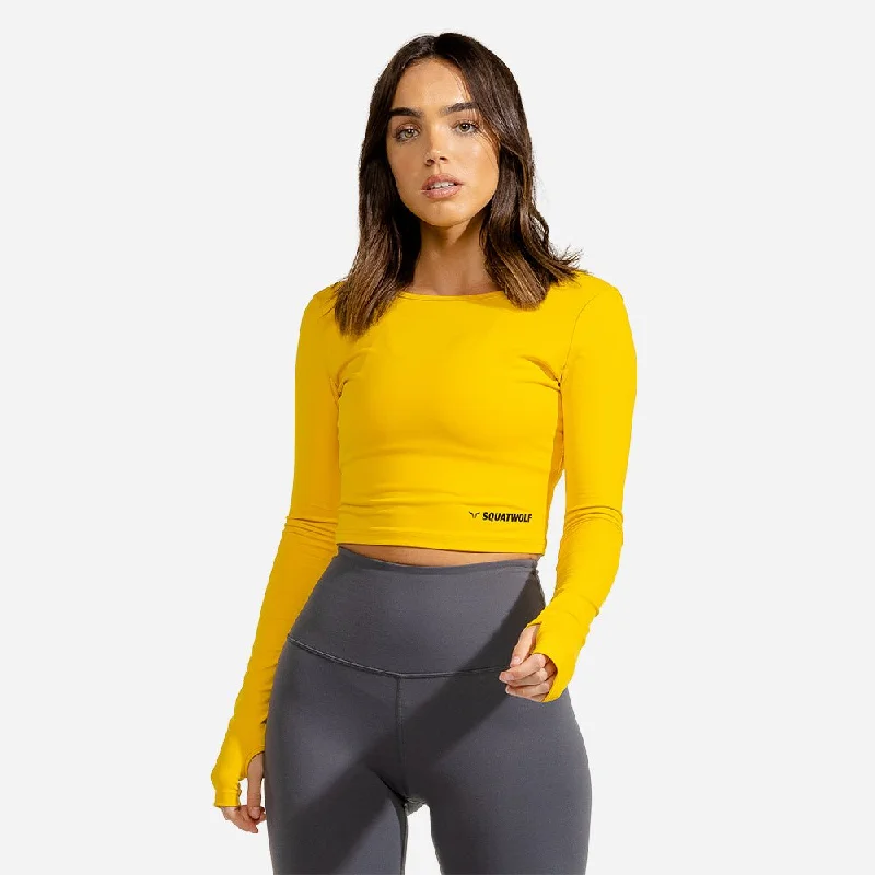 Warrior Crop Tee - Yellow Chenille Blend Fleece Blend Nylon Blend
