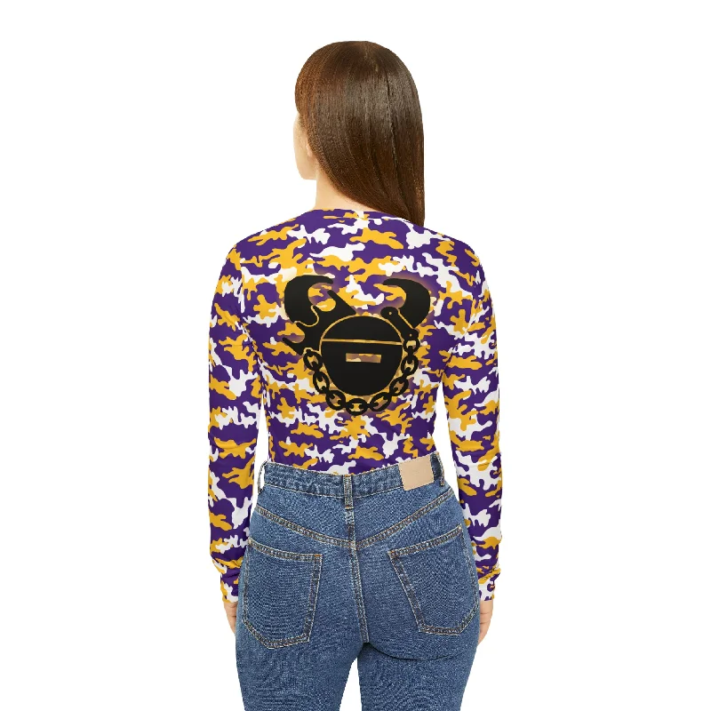 Women's Long Sleeve V-neck Shirt - Camo - Game Day Helmet Fashionable Cuffed Short Sleeve Women's Long Sleeve V-neck Shirt - Camo - Game Day Helmet Fashionable Cuffed Short Sleeve