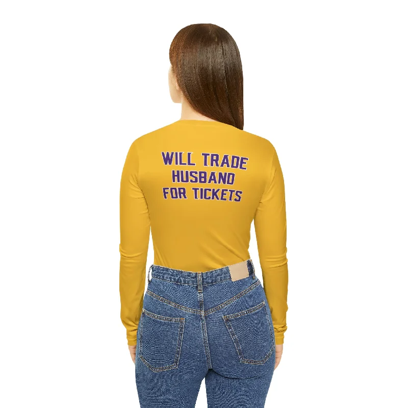 Women's Long Sleeve V-neck Shirt - Husband for Tickets Classic Solid Short Shirt