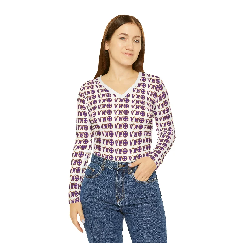 Women's Long Sleeve V-neck Shirt - V-W-O Trendy Sleeveless Short Shirt