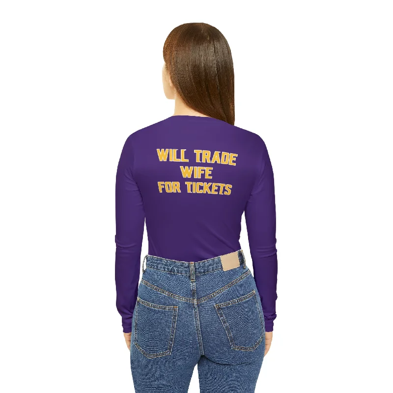 Women's Long Sleeve V-neck Shirt - Wife for Tickets Modern Fit Short Sleeve