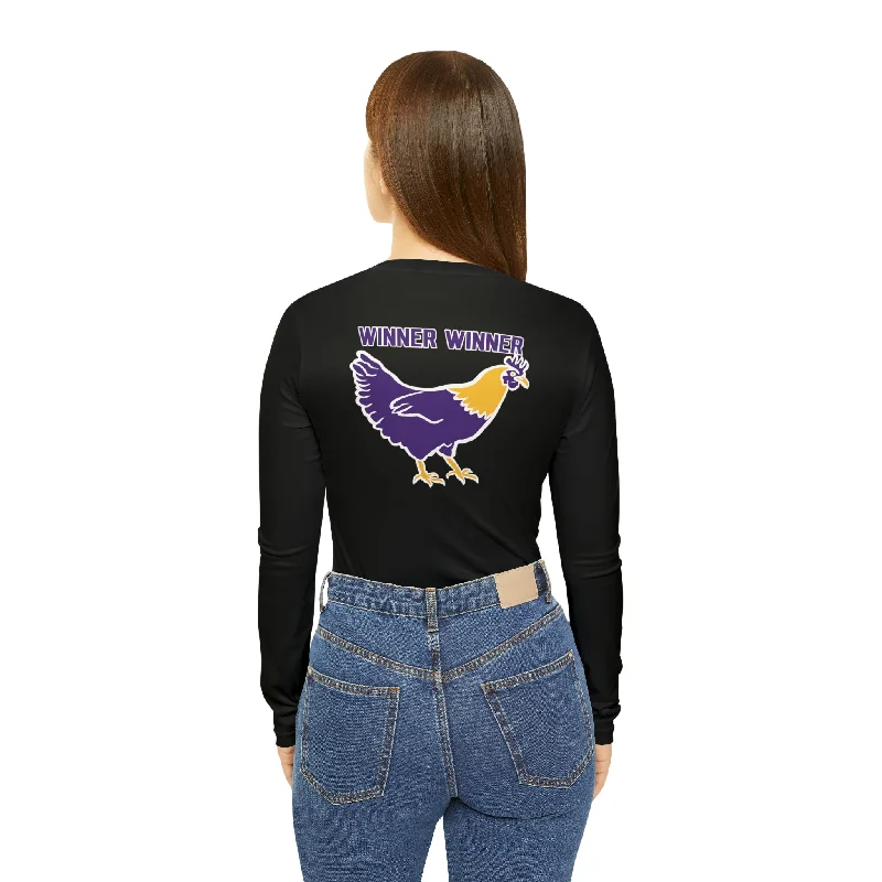 Women's Long Sleeve V-neck Shirt - Winner Winner Chicken Dinner Fashionable Sheer Short Shirt Women's Long Sleeve V-neck Shirt - Winner Winner Chicken Dinner Fashionable Sheer Short Shirt