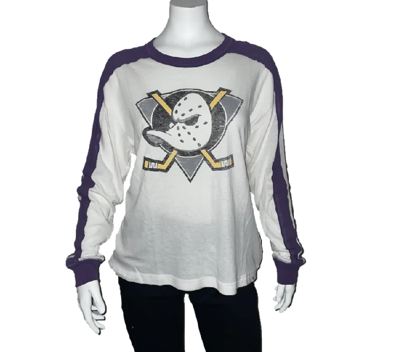 Womens MD Silver Caribou Long Sleeve Tee Beaded Sequined Faux Fur