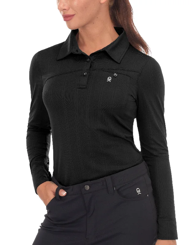 Women's Ultra-Elastic UPF50+ Golf Polo Shirts Casual Button-Up Short Tee