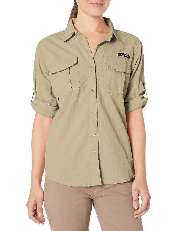 Women's UPF 50+ UV Protection Long Sleeve Fishing Shirt Classic V-Neck Short Shirt