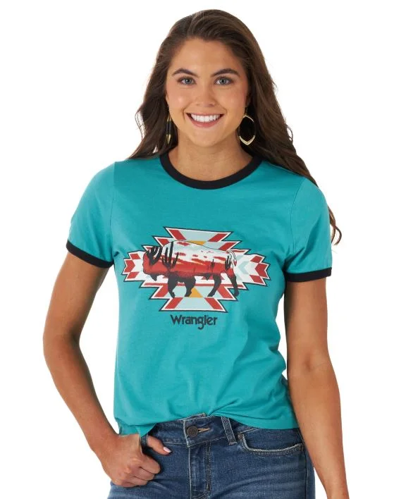 Wrangler Q Wmns Retro Graphic Tee Houndstooth Herringbone Solid