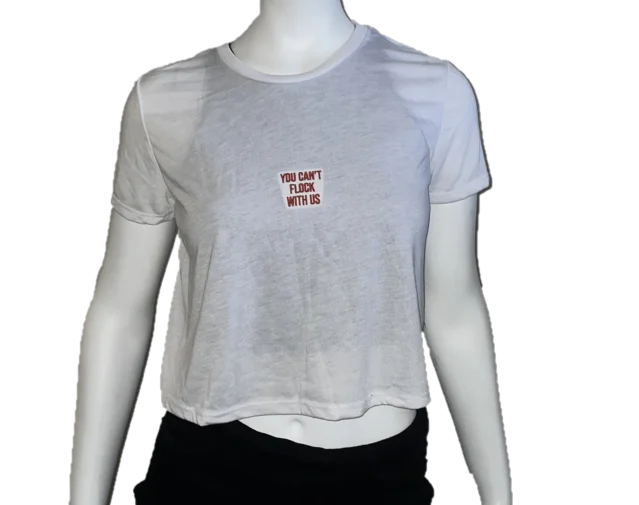 You Can't Flock With Us Crop Tee Handmade Hand-knitted Hand-woven