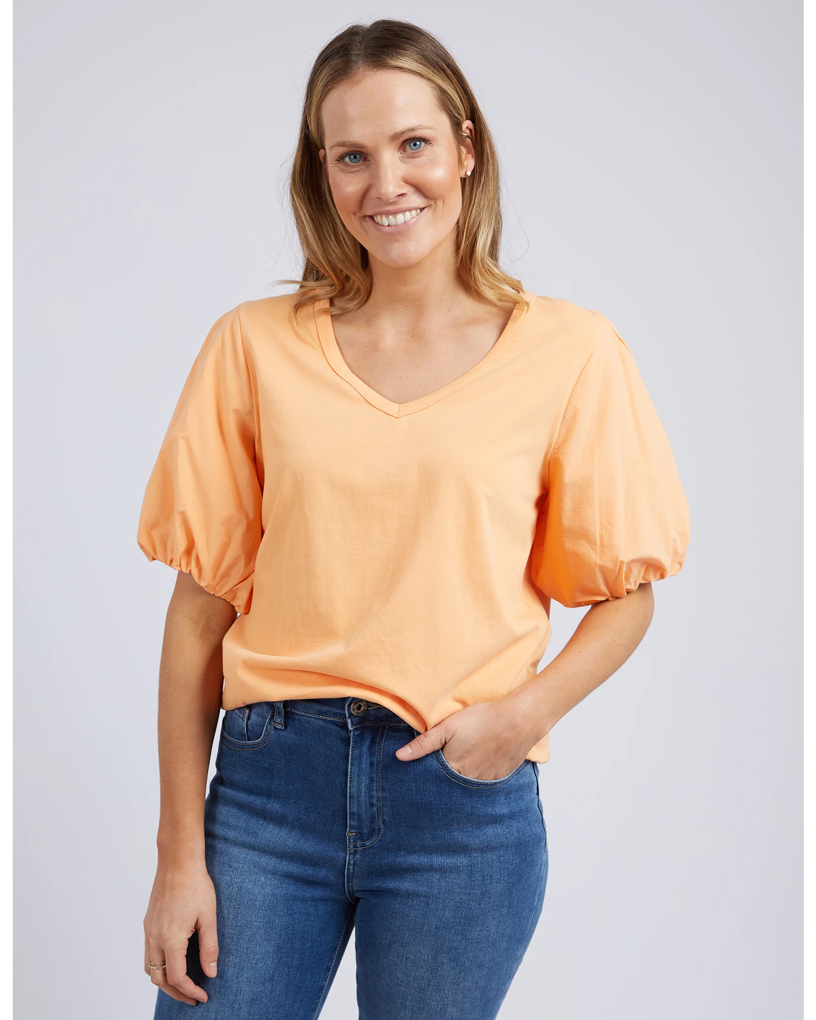 Elm - Joy Puff Sleeve Tee - Papaya