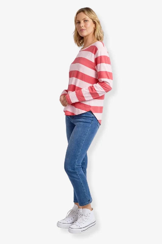 Elm - Spritz Stripe L/S Tee -Coral Spritz Stripe