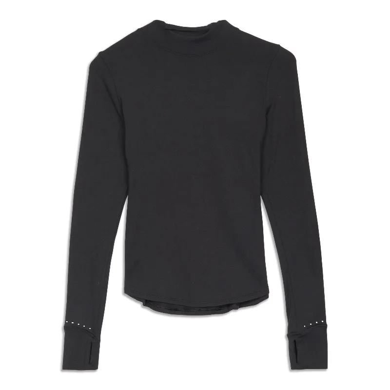 Running Mockneck Long-Sleeve Shirt - Resale Casual Boxy Short Shirt
