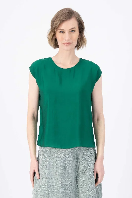 Skyscraper Tee Dark Green in Fine Tencel