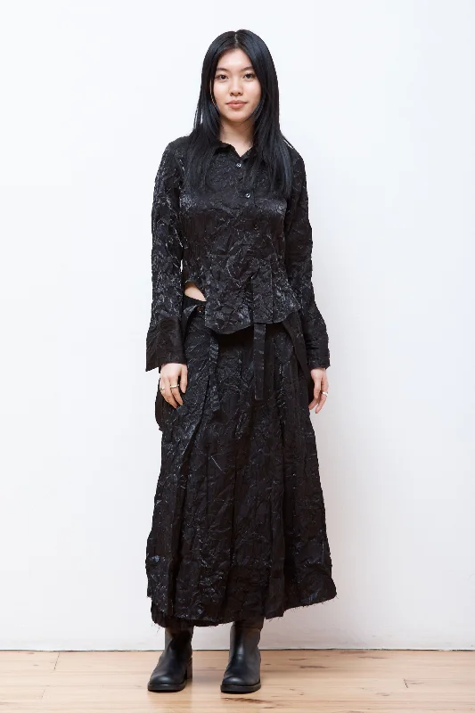 L/S Twisted Shirt Black Modern Casual Short Sleeve