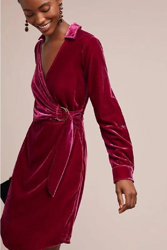 Anthropologie Mauve Raspberry red dress, New rrp £138 - size 8