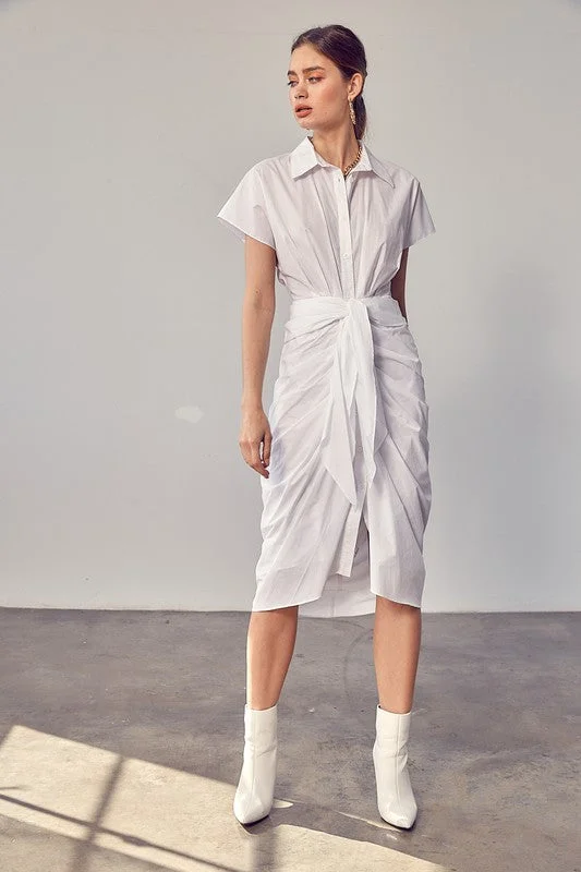 Collar Button Front Tie Dress *Online Only*