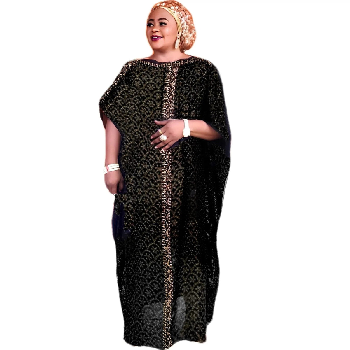 Diamond Printed Chiffon Dashiki Long African Dresses for Women