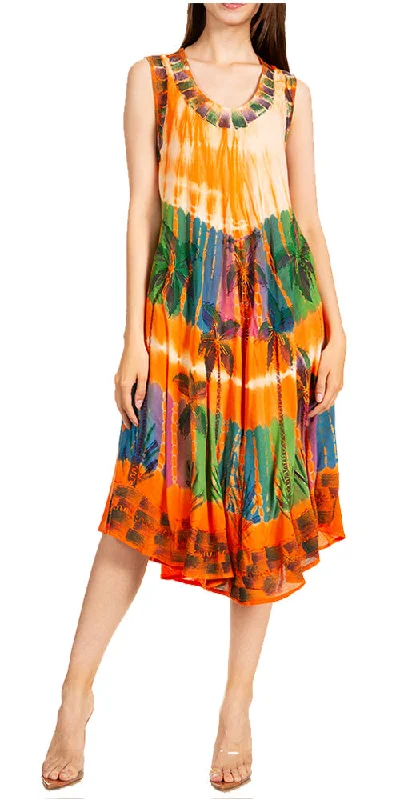 Sakkas Palm Tree Tie Dye Caftan Dress / Cover Up
