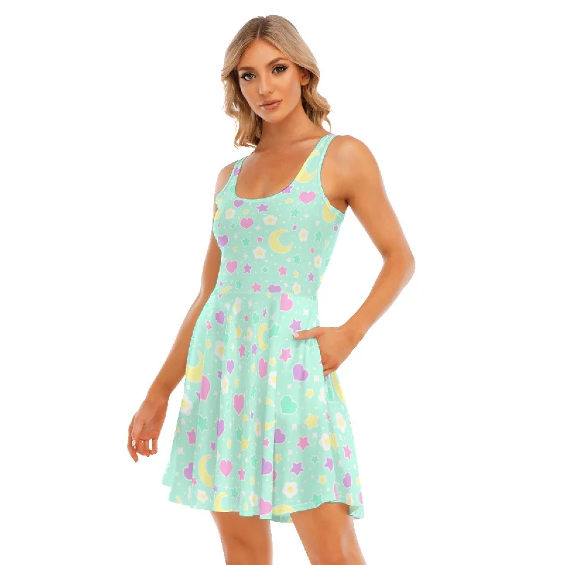 Magical Spring Mint Women's Skater Dress With Pockets