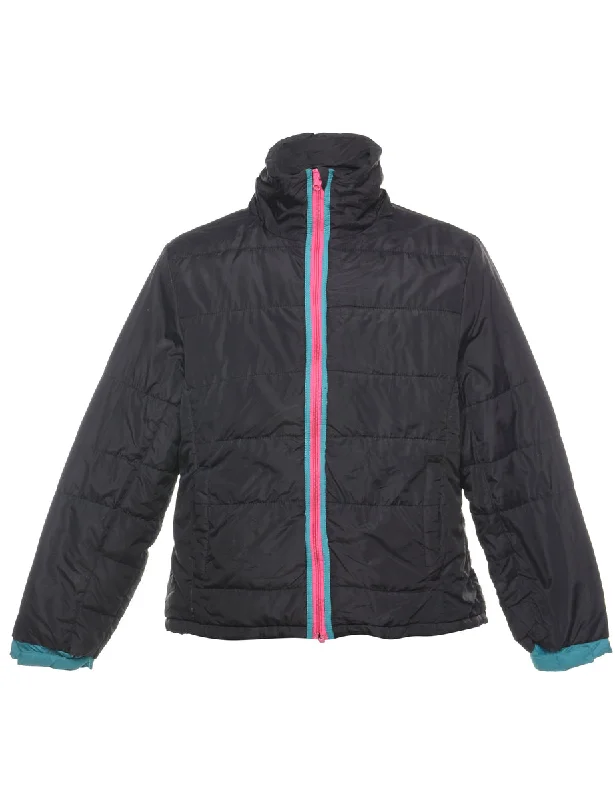 Black Contrast Zip Puffer Jacket - L Herringbone Jacket Checkered Jacket Solid Jacket Black Contrast Zip Puffer Jacket - L Herringbone Jacket Checkered Jacket Solid Jacket