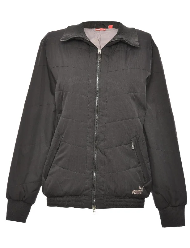 Black Puma Quilted Jacket - M Chenille Jacket Brocade Jacket Lace Jacket